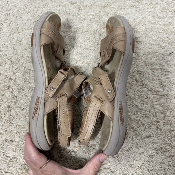 Merrell Women's Swivel Lavish Sand Dollar Tan Strappy Leather Sandals Size 9 - Picture 12 of 14